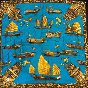 Hermes Blue and Gold Nautical Scarf